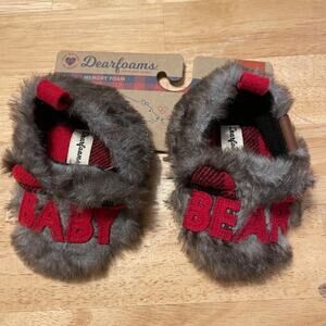 Dearfoams Baby Bear Furry Slippers Size 3-6 Months